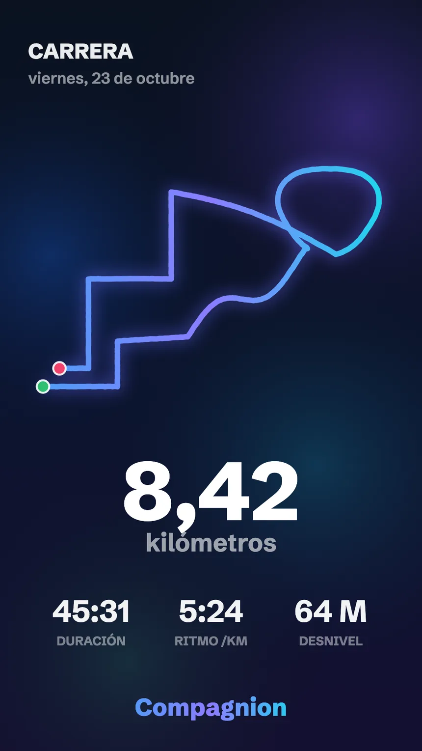 Cartel de una carrera: 8,42 km, el recorrido y las cifras